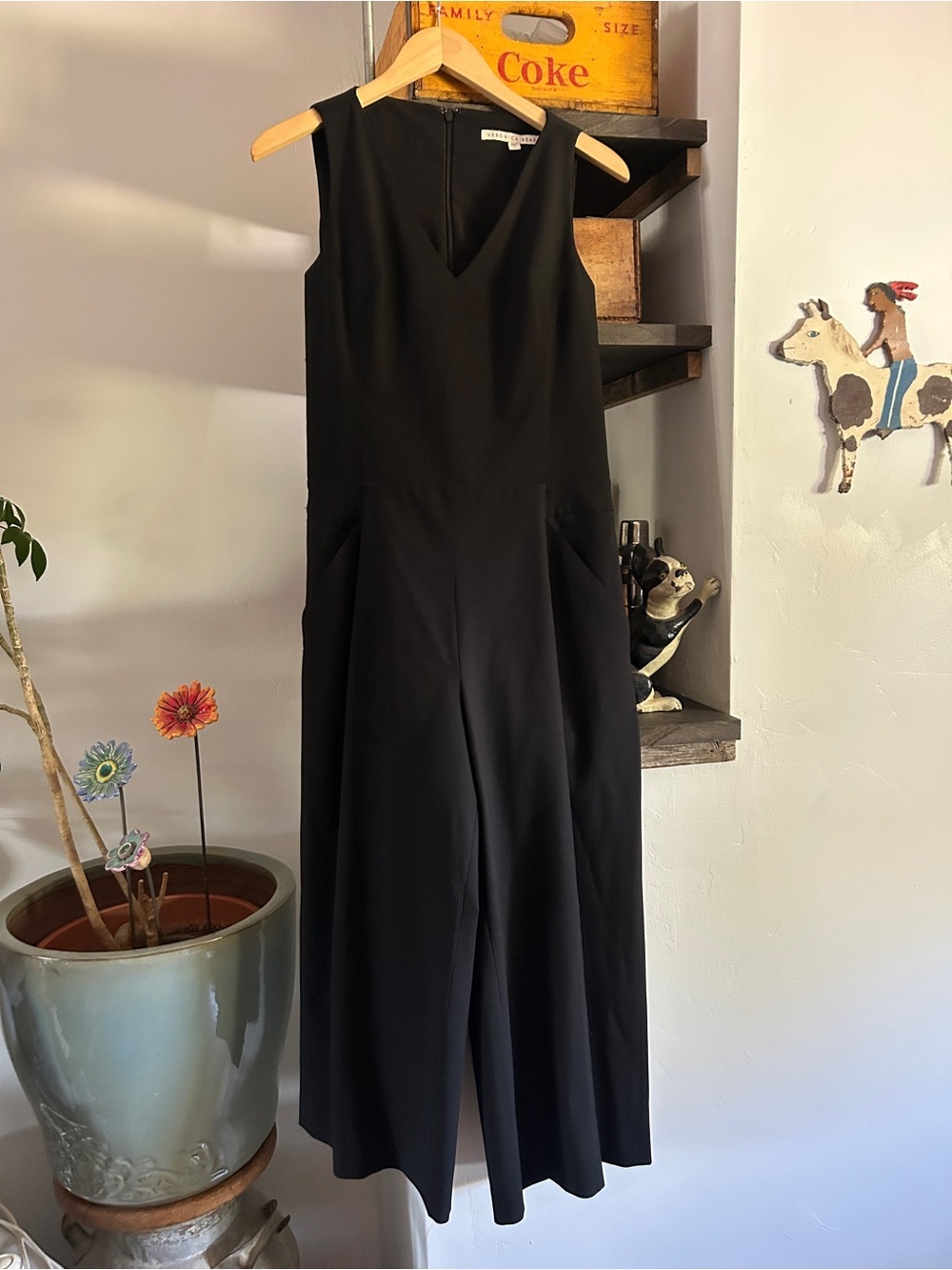 Veronica Beard Black Sleeveless V-Neck Jumpsuit